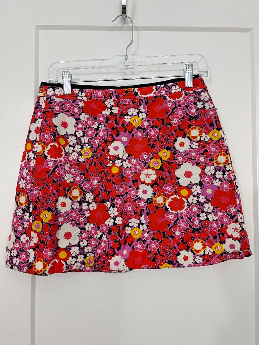 Victoria Beckham Target Floral A-Line Mini Skirt Size 6 Pink Red